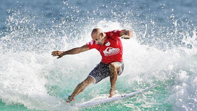 Kelly Slater in action on the Gold Coast. Pic by Luke Marsden.