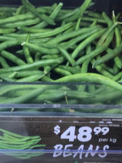 Green beans are almost $50/kg due to shortages. Picture: Supplied