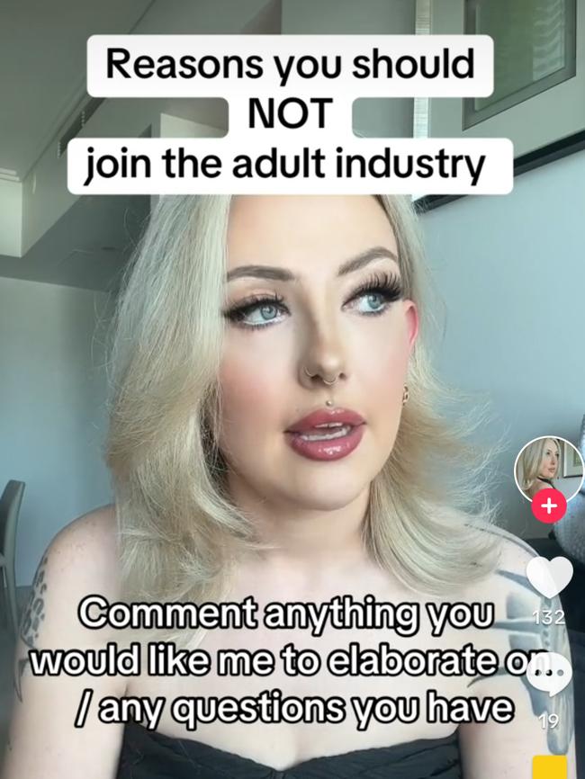 Hannah Williams has revealed the reasons not to join the adult industry. Picture: TikTok