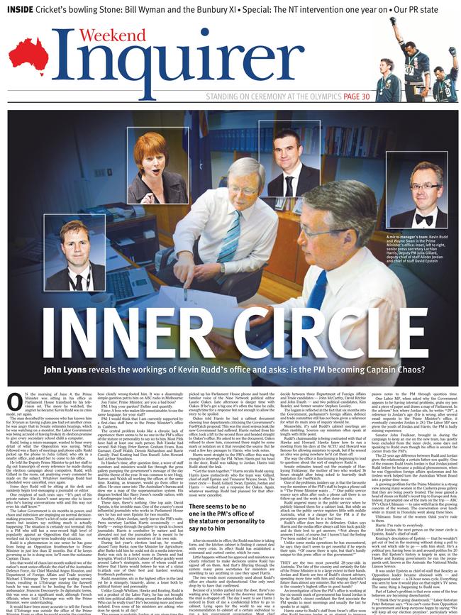 The Weekend Australian Inquirer's front page in 2008