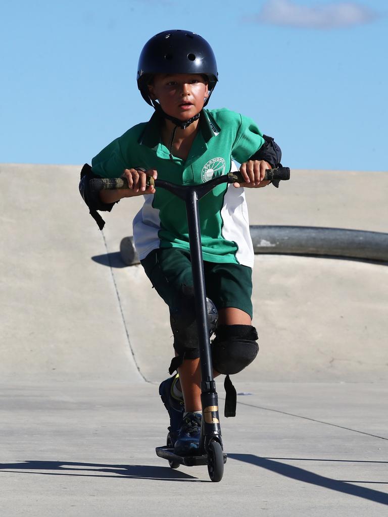 Lucas Audley on his scooter. Photograph : Jason O’Brien