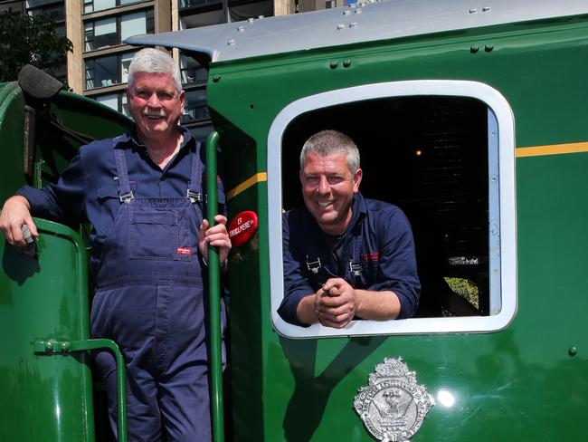 Mr Claassens with the 3801 Locomotive. Picture: Gaye Gerard