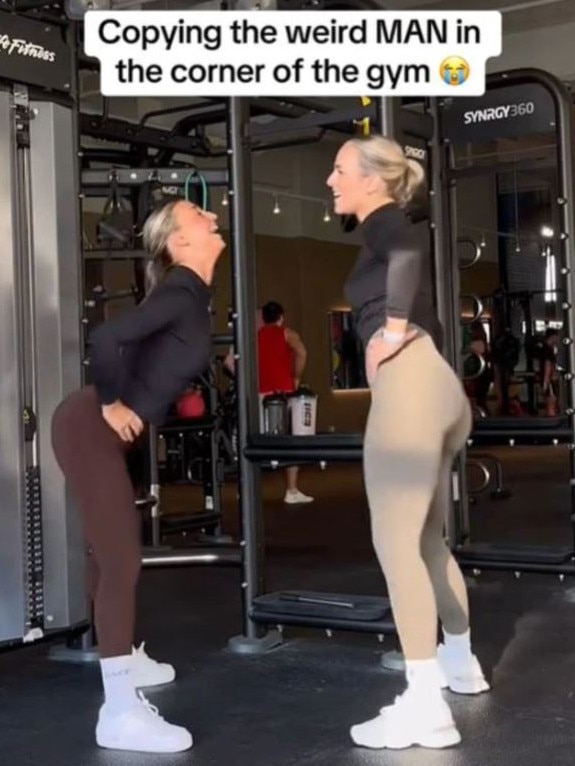 Two fitness influencers from Germany have reportedly been ‘kicked out’ of their gym over this viral video. Picture: TikTok