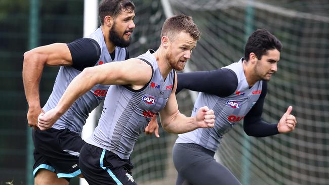 Paddy Ryder, Robbie Gray and Chad Wingard. Picture: Sarah Reed