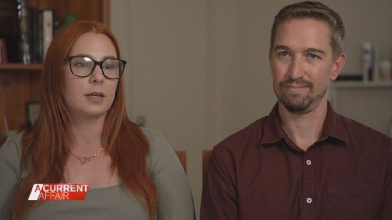 A mother was left to watch in horror as thieves broke into her home as her family slept while at work. Homeowners Jessica and Nathan. Picture: A Current Affair/ Nine