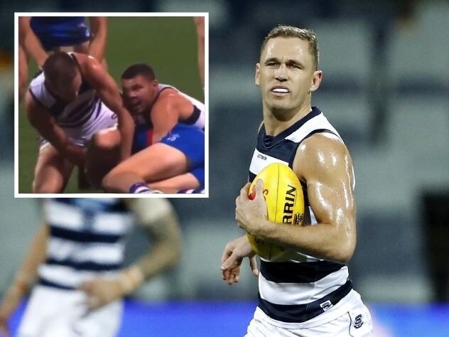 Geelong star Joel Selwood against the Bulldogs.