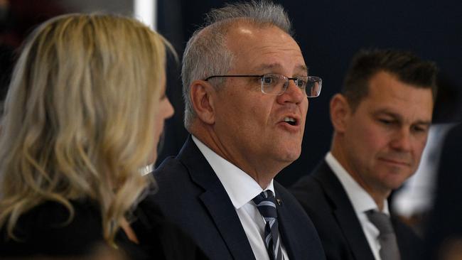 Prime Minister Scott Morrison during a round table meeting with local business owners in Penrith. Picture: NCA NewsWire/Bianca De Marchi