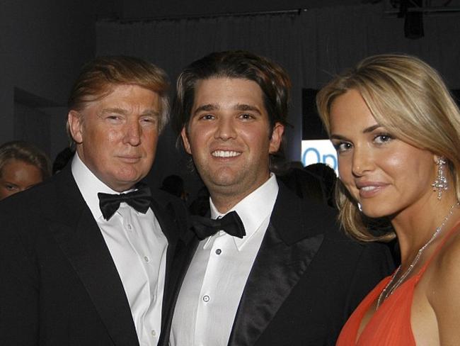 Donald Trump with son Don Jr and now ex-wife Vanessa Trump. Picture: Supplied