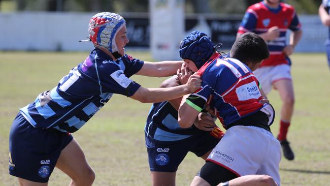 Action galleries of the junior rugby union grand finals, match played at Surfers Paradise Home Ground. Helensvale Hogs Vs Surfers Paradise Dolphins under 13s division. Picture Mike BatterhamAction galleries of the junior rugby union grand finals, match played at Surfers Paradise Home Ground. Helensvale Hogs Vs Bond Uni Pirates under 14s division. Picture Mike Batterham