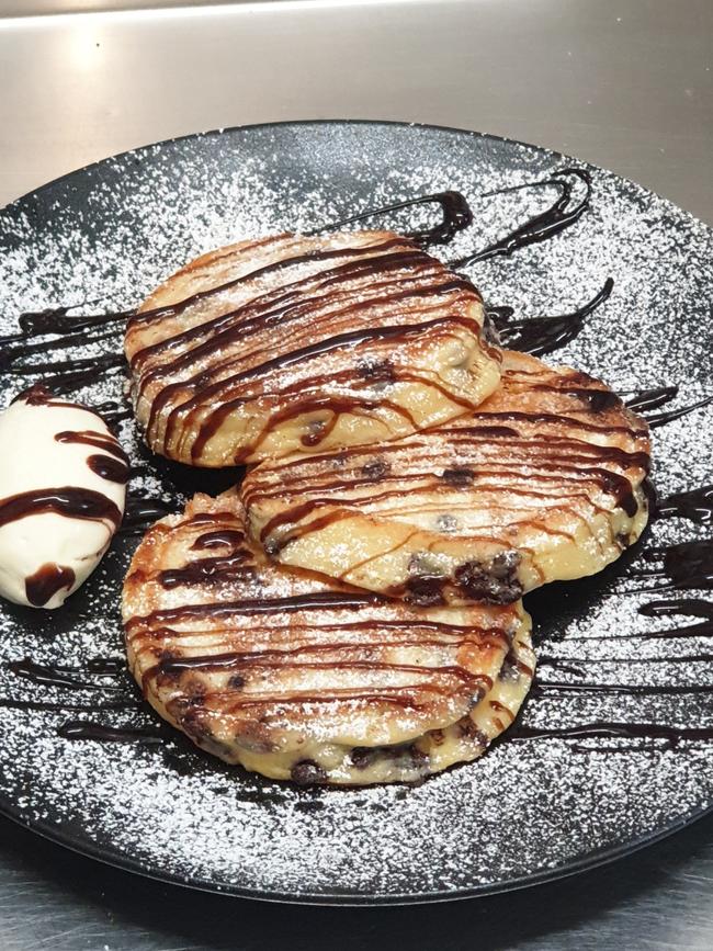 Basket and Green's delicious chocolate chip pancakes with chocolate sauce are perfect for getting your sweet-tooth on.