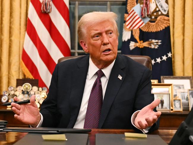 US President Donald Trump speaks to journalists about TikTok as he signs executive orders in the Oval Office of the White House in Washington, DC, on January 20, 2025. Picture: NewsWire / Jim WATSON / POOL / AFP