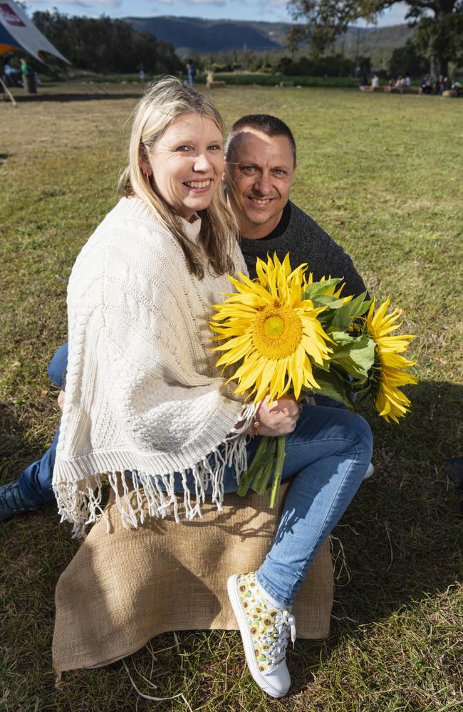 Elizabeth and Paul Thomas at the picnic with the sunflowers event hosted by Ten Chain Farm, Saturday, June 8, 2024. Picture: Kevin Farmer