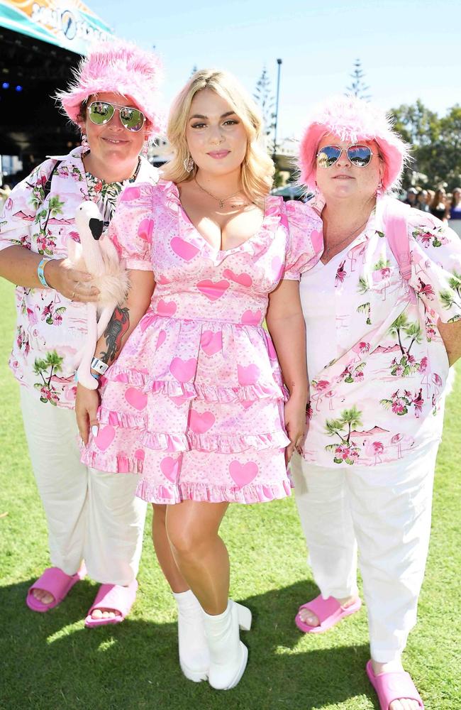 Angela Sharples, Jinja Blue and Sheryl Marshall at Caloundra Music Festival. Picture: Patrick Woods.