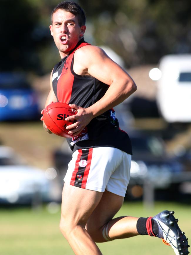 Morphett Vale’s Jack Langdon played well for the Emus in their win over Cove at the weekend. Picture: Stephen Laffer