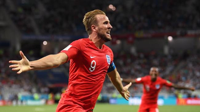 Harry Kane of England celebrates after scoring his team's second goal