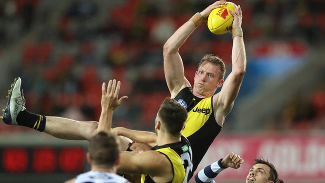 Dylan Grimes was a dominant defensive force for the Tigers. Picture: Getty Images