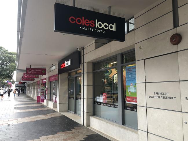 The Coles “Local” supermarket on The Corso at Manly — one of two offerings from the supermarket giant in the seaside suburb. Picture: Jim O'Rourke