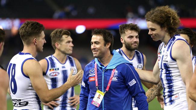 Brad Scott after coaching his final game for North Melbourne. Picture: Hamish Blair