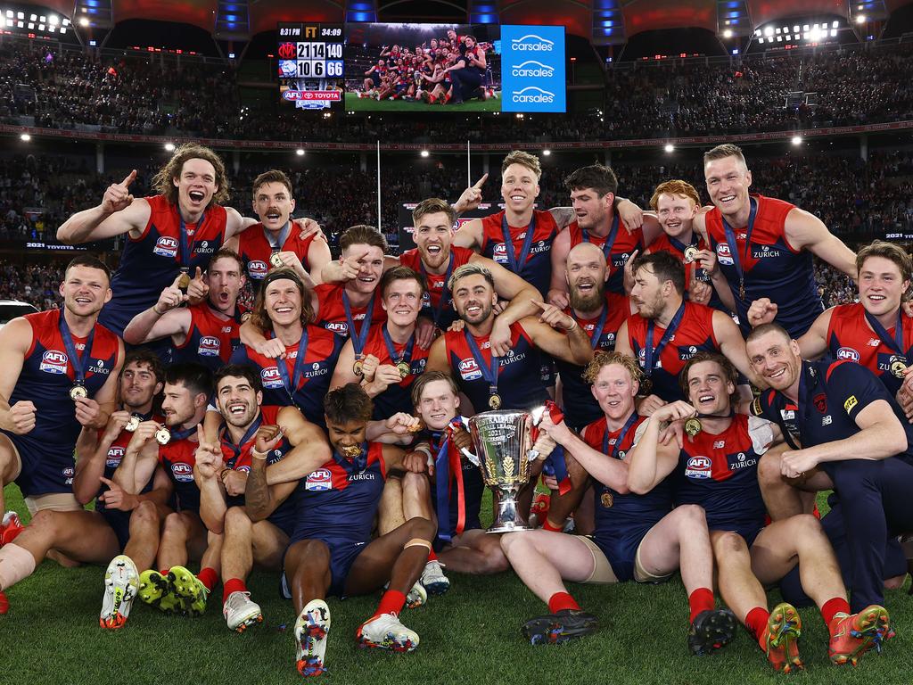 Ten members of Melbourne’s 2021 flag are in their team of the century. Picture: Michael Klein