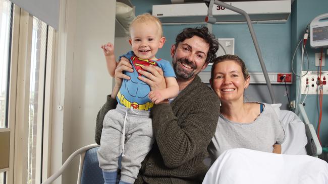 David and Bronwyn Constable pictured with son Malachi, days after the crash. Picture: David Swift