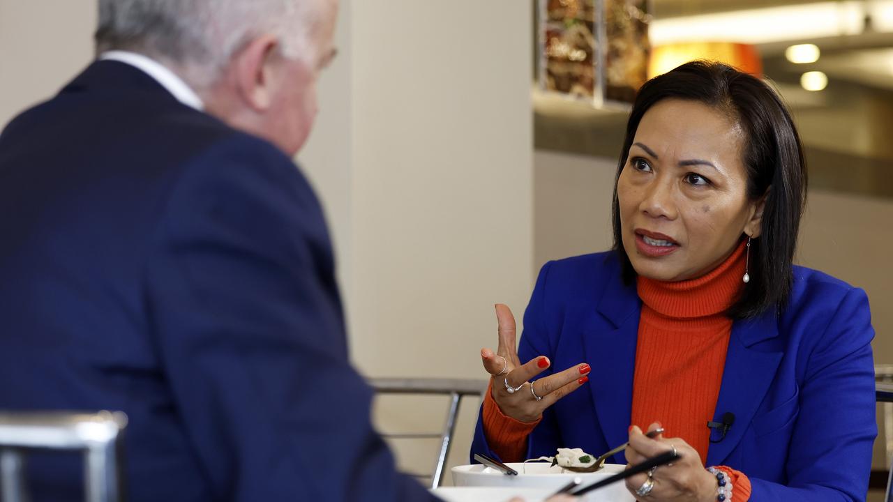 Independent Fowler MP Dai Le sits down for lunch with James Morrow at Pho Hien Restaurant in Canley Heights. Picture: Jonathan Ng