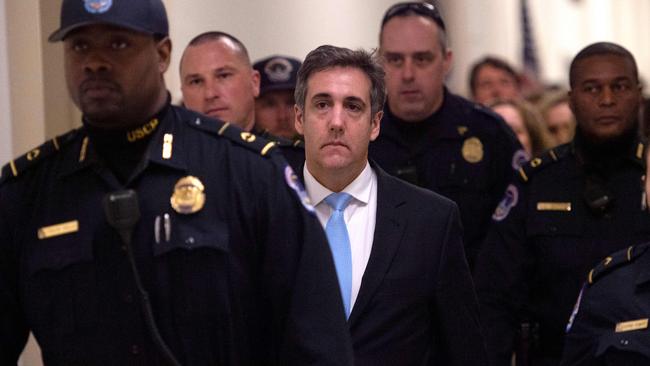 Michael Cohen, Donald Trump's former personal lawyer, leaves after testifying before the House Oversight and Reform Committee in the Rayburn House Office Building on Capitol Hill in Washington, DC in February, 2019. Picture: Andrew Caballero-Reynolds, AFP