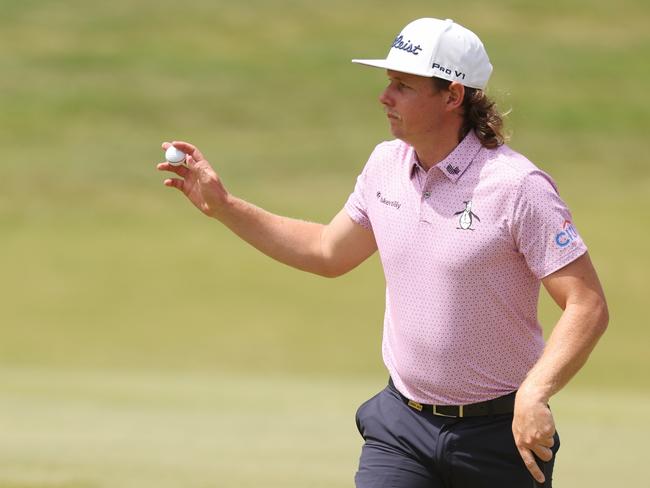 LOS ANGELES, CALIFORNIA - JUNE 18: Cameron Smith of Australia reacts to his putt on the sixth green during the final round of the 123rd U.S. Open Championship at The Los Angeles Country Club on June 18, 2023 in Los Angeles, California. (Photo by Sean M. Haffey/Getty Images)