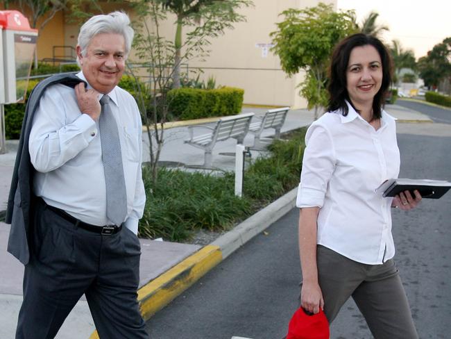 Henry Palaszczuk and daughter, Annastacia Palaszczuk she is the Labor member for Inala at the Inala Plaza.