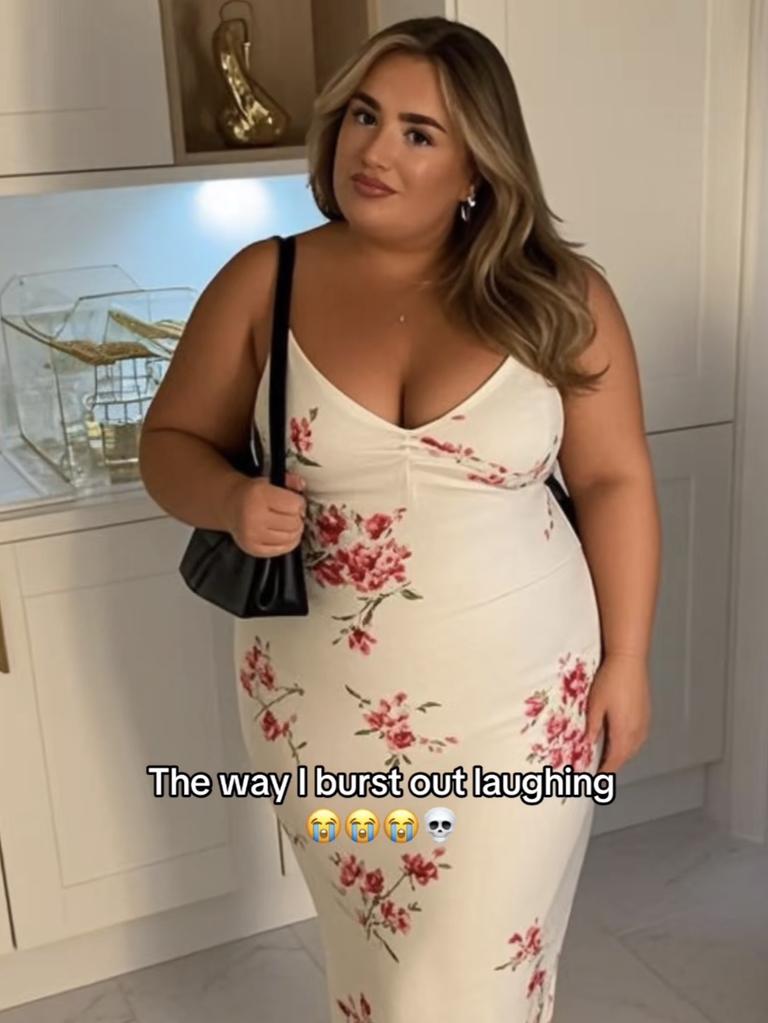 British influencer Demi Jane, who participated in the trend, has copped backlash over her “fatphobic” caption. Picture: TikTok @demi_jane1