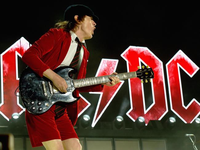 INDIO, CA - APRIL 10: Musician Angus Young of AC/DC performs onstage during day 1 of the 2015 Coachella Valley Music & Arts Festival (Weekend 1) at the Empire Polo Club on April 10, 2015 in Indio, California. (Photo by Kevin Winter/Getty Images for Coachella)