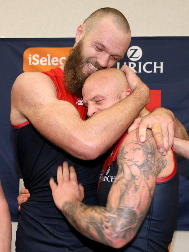 Max Gawn and Nathan Jones will shape the Demons leadership next season. Pic: AAP