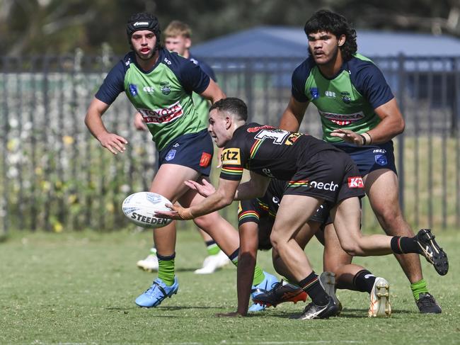 CANBERRA, AUSTRALIA, NewsWire Photos. MARCH 9, 2024: UNE SG Ball Cup - NSWRL Junior Reps Round Six Canberra Raiders vs Penrith Panthers at Raiders Belconnen in Canberra. Picture: NCA NewsWire / Martin Ollman