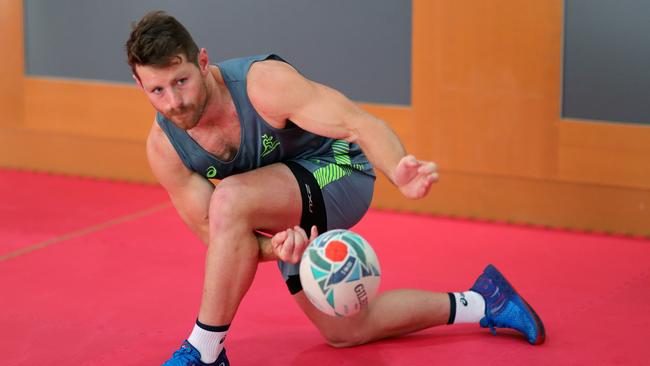 Bernard Foley works on his passing. Picture: Getty Images