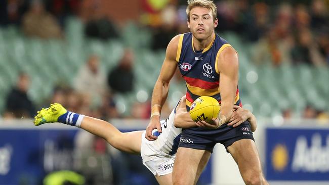 Daniel Talia has been a mainstay in the Adelaide defence. Picture: James Elsby/AFL Media/Getty Images.