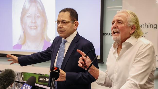 Former Casey mayor Sam Aziz (left) and developer John Woodman. Picture: Ian Currie