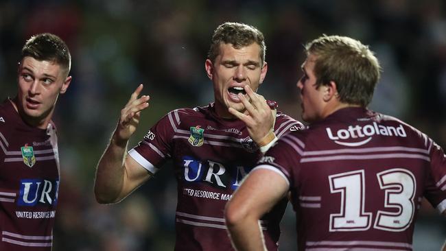 Manly were totally run off the park by the Roosters. Picture: Brett Costello