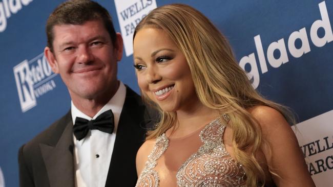 Packer with former squeeze Mariah Carey in 2016. Picture: FilmMagic