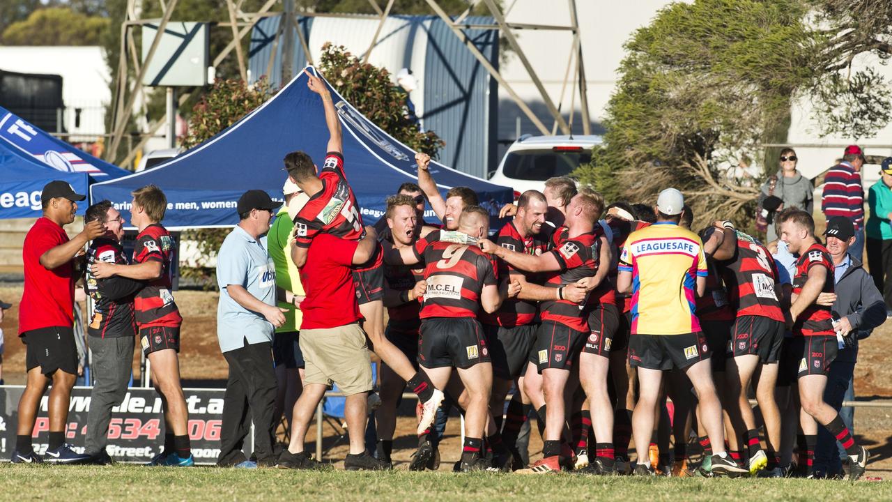 Valleys celebrate their win in the TRL grand final, Wattles vs Valleys. Sunday, 2nd Sep, 2018.