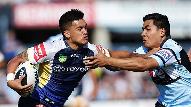 Wayne Ulugia on the attack in round 25, 2013 against Cronulla. Pic Brett Costello