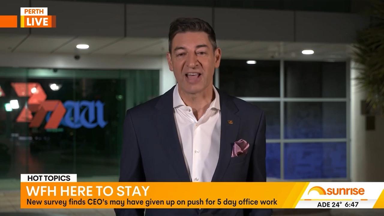 Perth Lord Mayor Basil Zempilas reacted to the survey on Thursday morning, stating that working from an office is the key to workers truly understanding their roles and workplace. Picture: Sunrise