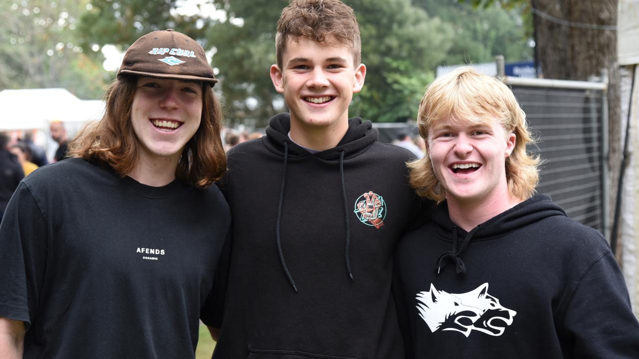 Caleb Dennis, Taj Taylor and Callum Daw at Day 2 of Launceston's Festivale 2023. Picture: Alex Treacy