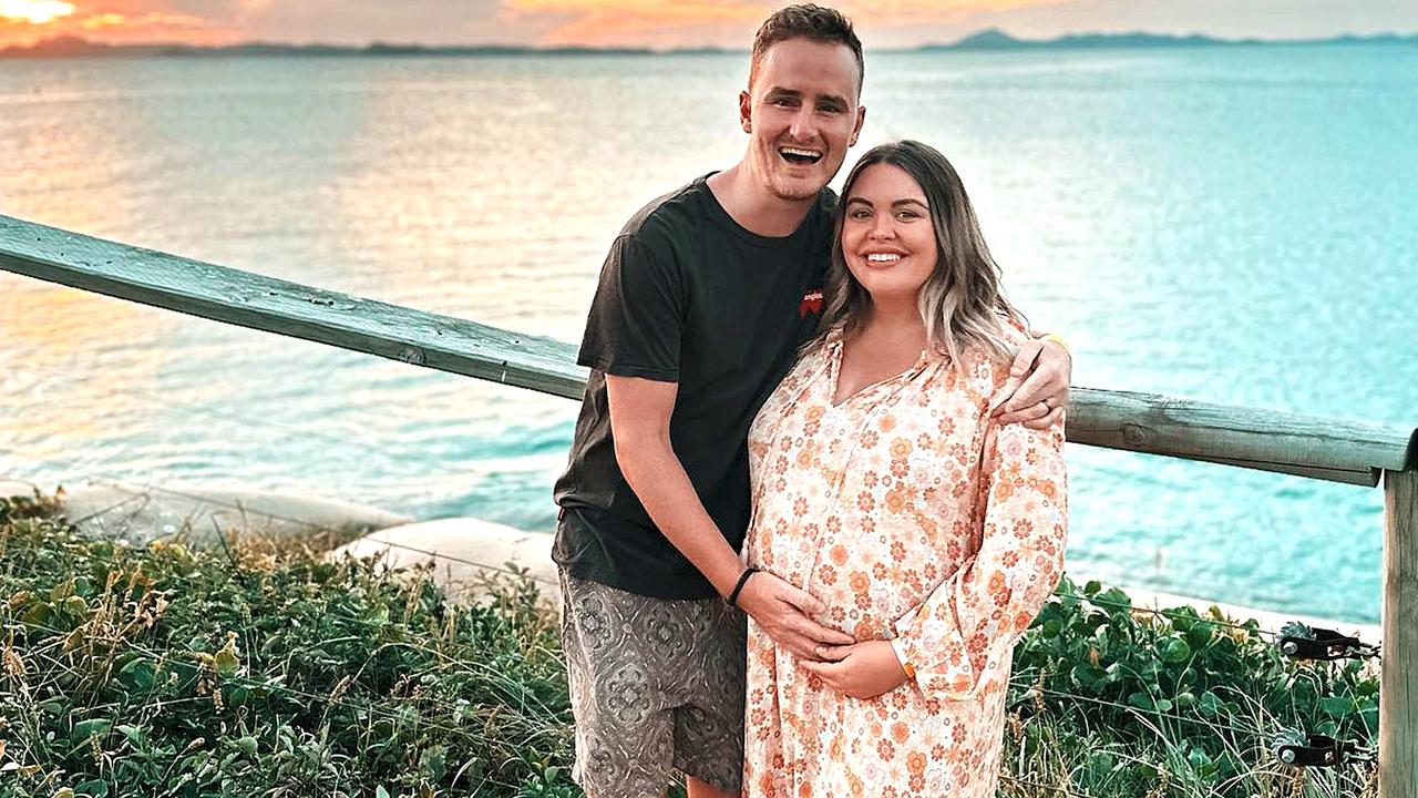 Matt and Tayla posed for a pregnancy photo at Great Keppel Island earlier this year.