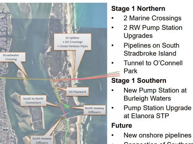 Map of the Gold Coast's long term recycled water network.