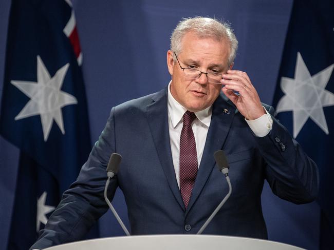 SYDNEY, AUSTRALIA - NewsWire Photos October 16, 2020: Prime Minister Scott Morrison speaking to media at a press conference at the Commonwealth Parliamentary Offices, Sydney. Picture: NCA NewsWire / James Gourley