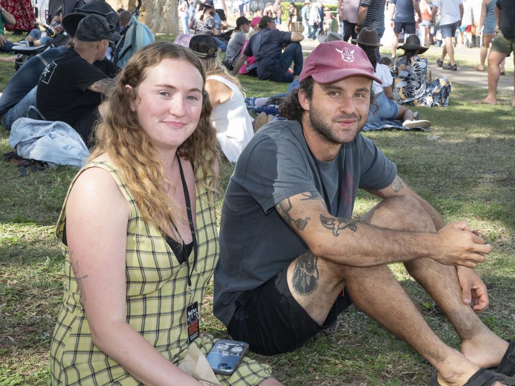 Tullulah Kennedy and Louis Sharp. Meatstock 2023 at Toowoomba Showgrounds. Saturday, April 15, 2023. Picture: Nev Madsen.