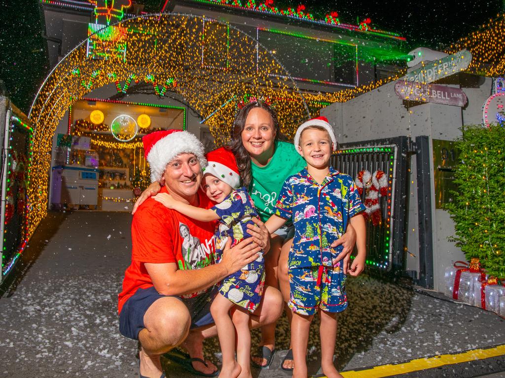 John Burrough, Mel Johnson with Braxton Burrough and Joey Tangos at the Moorebank home. Picture: Thomas Lisson