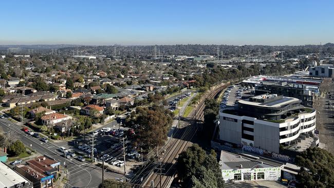 The skyline towards Vermont and Wantirna from the top of the 11-storey EastCo Tower in Ringwood. Picture: Kiel Egging.