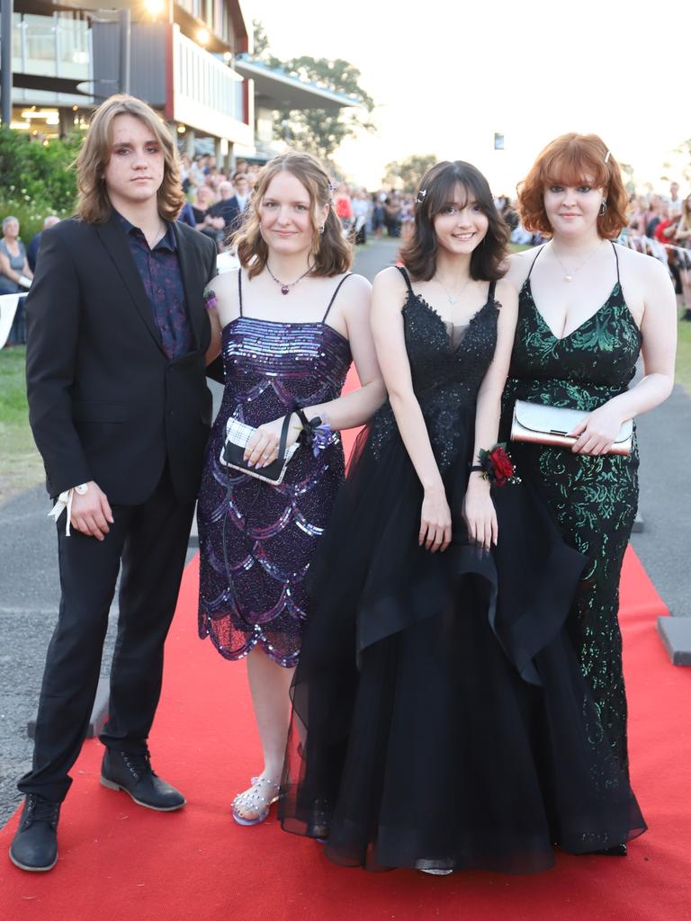 Caitlyn Averillo, Meilling Binney, Ashleigh Hughes, Thomas Lowry at the James Nash State High School formal 2022.