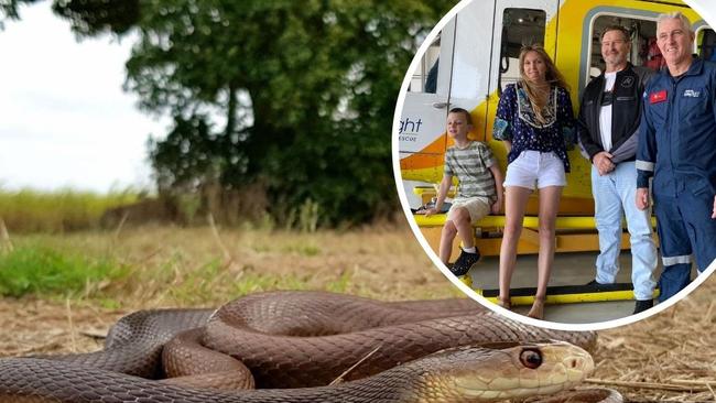 Eli Campbell was bitten by a taipan three times when he was two years old, he's now one of the youngest people in Australia to survive a bite from the world's third most venomous snake. Pic credit: Fraser Coast Snake Catchers.