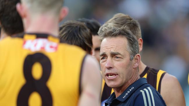 Alastair Clarkson’s Hawks tried to beat the Cats with speed. Picture: Michael Klein